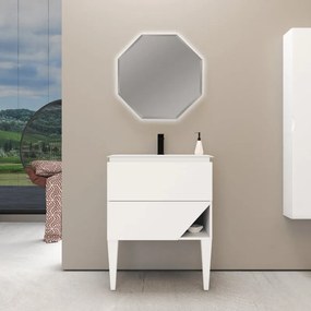 Mobile sottolavabo e lavabo Vintage per vasca centrale bianco opaco L 70 x H 55 x P 45.3 cm