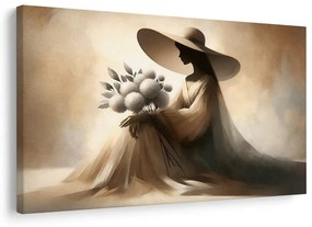 Quadro su tela – Silhouette di donna con fiori