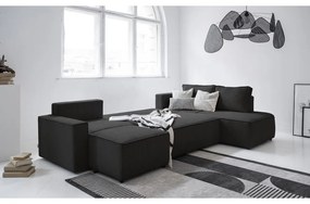 Divano letto angolare in velluto a coste color antracite Brave Dave - Miuform