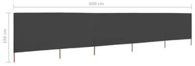 Paravento a 5 Pannelli in Tessuto 600x160 cm Antracite