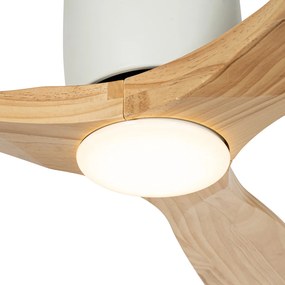 Ventilatore da soffitto bianco con legno incluso LED con telecomando - Jerri