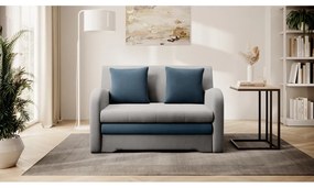 Divano blu/grigio chiaro allungabile e rivestimento in velluto 130 cm Ario – ELTAP