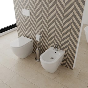 Sanitari Bidet e Vaso WC a terra filomuro rimless coprivaso softclose Francesco