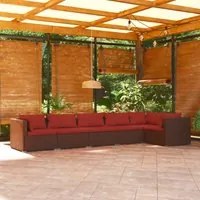 Set Divani da Giardino 6 pz con Cuscini in Polyrattan Marrone 3101707