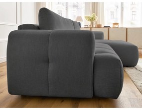 Divano angolare grigio scuro allungabile e con contenitore (penisola a destra/chaise lounge) Fuji – Bobochic Paris