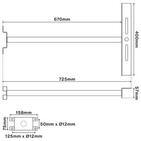 Braccio 68cm da parete con staffa per Fari LED Accessorio Supporto