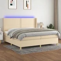 Letto a Molle Materasso e LED bianco 200x200cm in Tessuto 3138826