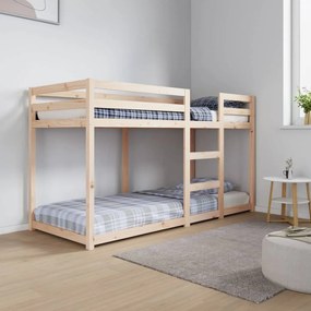 Letto A Castello 75x190 Cm İn Legno Massello Di Pino /