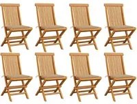 Sedie da Giardino con Cuscini Beige 8 pz in Massello di Teak 3072920