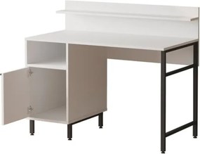 Scrivania Moderna 120 Cm Con Piedini In Ferro e Vano Contenitore Bianca Ocean