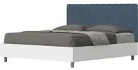 Letto Matrimoniale 160x190 cm struttura bianco frassino testata Kai - Con rete,Microfibra,Blu