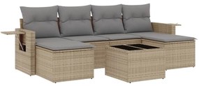 Set divani da giardino 7 pz con cuscini beige in polyrattan