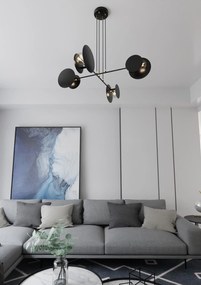 Lampadario Moderno 1 Luce Idea In Acciaio Nero Con Bracci