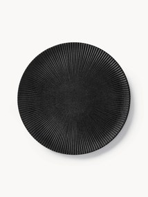 Piatto piano opaco con struttura rigata Neri