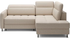 Divano angolare beige allungabile/con contenitore (con penisola a destra/a L) e rivestimento in velluto Barea – ELTAP