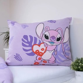 Set copripiumino e federa da bambini viola in cotone per letto singolo 140x200 cm Lilo and Stitch "Kiss" – Jerry Fabrics
