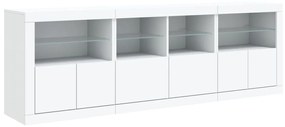 Credenza con luci led bianca 202x37x67 cm