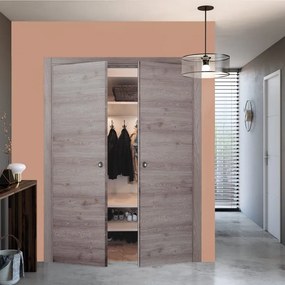 Porta interna a battente Swin in legno colore rovere corda, L 140 x H 210 cm, apertura reversibile