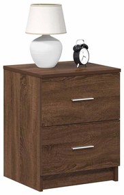 Comodini 2 Pz Con 2 Cassetti Rovere Marrone 40x36x50 Cm /