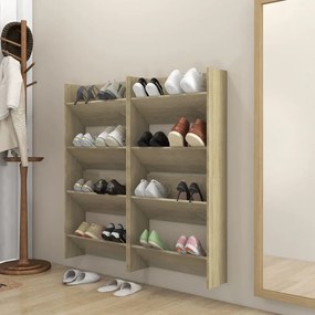 Scarpiere A Muro 4pz Rovere Sonoma 60x18x60cm Legno Multistrato /