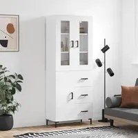 Credenza Bianco Lucido 69,5x34x180 cm in Legno Multistrato 3198467