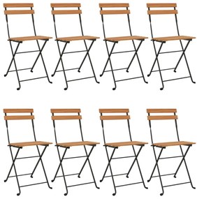 Sedie pieghevoli da bistrò 8 pz legno massello teak e acciaio