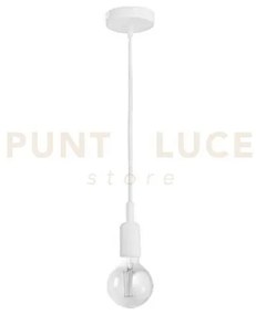 Gso070- pendente flute cavo in stoffa e rosone bianco satinato 1 lu...