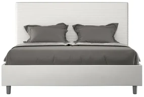 Letto senza rete imbottito 160x190 similpelle bianco Focus
