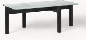 Tavolino da salotto in legno di faggio con piano in vetro Kob