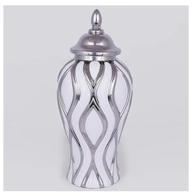 Vaso in ceramica 35x18,5 cm argento/bianco