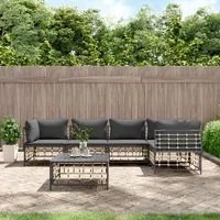 Set Divani da Giardino 6 pz con Cuscini Antracite in Polyrattan 3186753