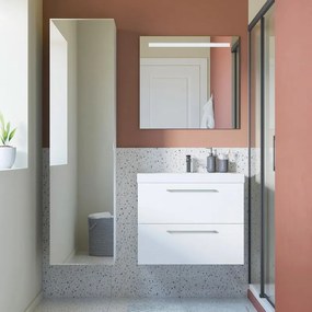 Mobile sottolavabo e lavabo Remix New per vasca centrale bianco lucido L 75 x H 57.7 x P 46 cm 2 cassetti