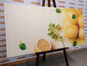 Stampa su tela – Limoni con menta