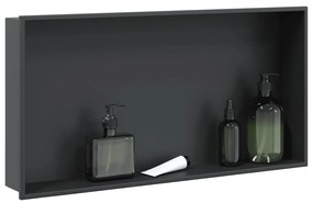 Nicchia Per Doccia Nero Opaco 62x32x9cm İn Acciaio Inox /