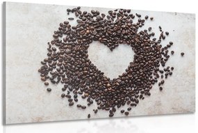 Quadro su tela – Cuore di chicchi di caffè