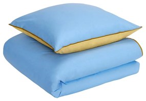 Biancheria da letto in cotone blu e giallo Linea, 140 x 220 cm - Hübsch