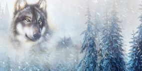 Stampa su tela – Lupo nel paesaggio innevato