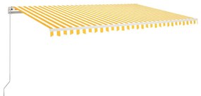Tenda da Sole Retrattile Automatica 500x350 cm Gialla e Bianca