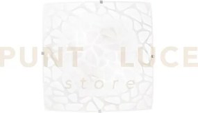 Plafoniera island bianca 2 luci attacco e27 30x30x9cm in vetro sati...