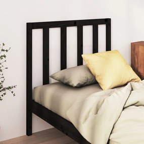 Testiera Per Letto Nera 95x4x100 Cm İn Legno Massello Di Pino /