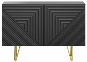 Credenza design nero e metallo dorato 2 ante L107 cm OZEN