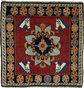 Shiraz Tappeto 60x60 Rosso (Iran) Annodato A Mano