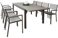 MONTY - set tavolo da giardino con sedie allungabile 180/240x100 Colore: Taupe, Posti: 8