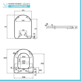 Tavoletta wc dedicata Dolomite Clodia in legno rivestito bianco con cerniere