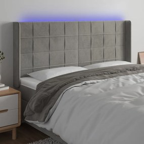 Testiera A Led Grigio Chiaro 163x16x118/128 Cm İn Velluto /