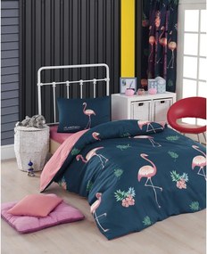 Set copripiumino e federa da bambini blu scuro/rosa per letto singolo 140x200 cm Big Filamin – Mijolnir