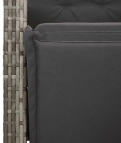 Set da Pranzo da Giardino 3 pz con Cuscini in Polyrattan Grigio