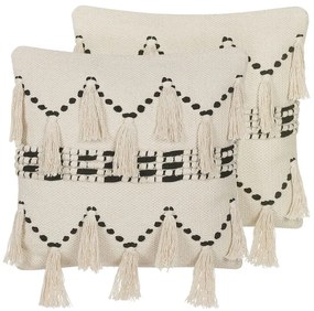 Set di 2 cuscini 45 x 45 cm Beige e nero THONDI Beliani