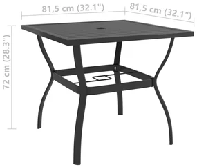 Tavolo da giardino antracite 81,5x81,5x72 cm in acciaio