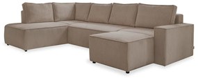 Divano letto angolare in velluto a coste beige Brave Dave - Miuform